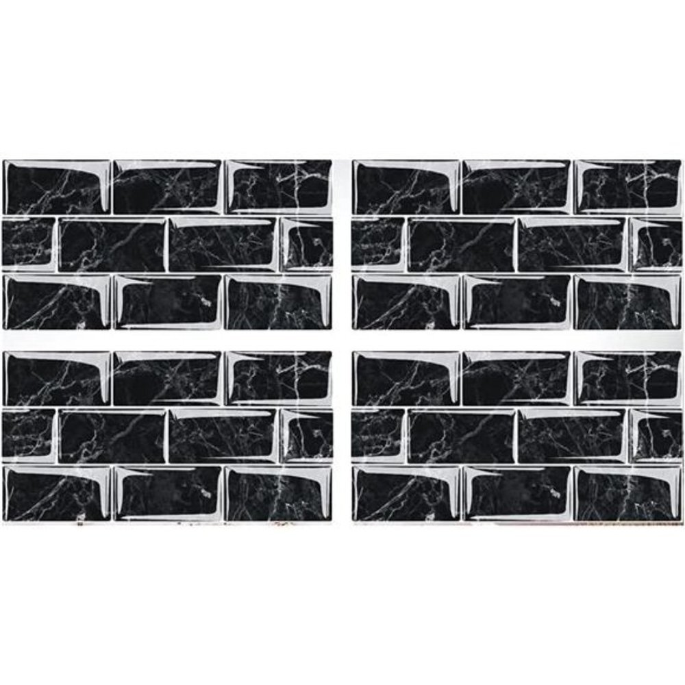 10 Sheets 12X6 3D Marble Vinyl Backsplash, Crystal Tile Stickers for Kitchen